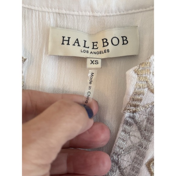 Hale Bob Lole Embroidered Maxi Gold/Silver Sz XS Boho Beach Resort Gorgeous - Picture 16 of 16